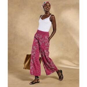 Sundance NWOT Women’s Woodrose Bandana Print Wide Leg Cotton Pants size Large
